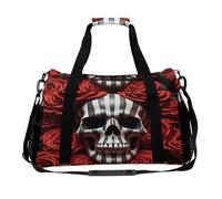 Sac de voyage motif tête de mort dans un sac floral, bretelles réglables, double fermeture éclair, sac fourre-tout avec grande capacité et multifonction, sac de voyage pour femme, voyage, gym