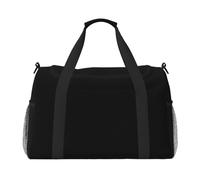 Sac de voyage noir pur, sac de week-end pour homme et femme, adapté pour les voyages et les activités de plein air