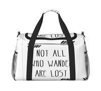 Sac de voyage Not All Who Wander are Lost Hand - Grand sac de courses réutilisable, idéal pour le camping, le sport, la gym et les activités de plein air, Noir , Taille unique