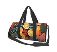 Sac de voyage orange pour le week-end, sac de nuit pour homme et femme, grande capacité, sac de sport, sac fourre-tout en toile pour voyage, yoga, Feuilles tropicales colorées et citrons, Taille