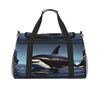Sac de voyage Orca Killer Whale avec fermetures éclair et poignées, grand sac de sport pliable pour vacances en famille, Noir , Taille unique