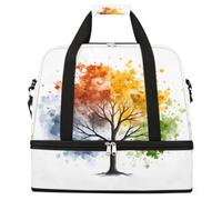 Sac de voyage pliable à l'aquarelle quatre saisons avec compartiment à chaussures, sac fourre-tout de grande capacité pour voyage, sport, voyages de nuit
