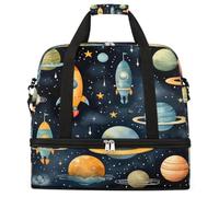 Sac de voyage pliable à motif fusée spatiale - Grande capacité - Sac de sport avec compartiment humide et sec - Poche à chaussures - Léger - Pour homme et femme