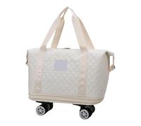 Sac de voyage pliable à roulettes - Sac de voyage pliable avec roulettes - Sac de voyage avec roues amovibles - Sac de voyage extensible de grande capacité, beige, Voir description, Voir description