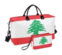 Sac de voyage pliable avec bandoulière réglable pour randonnée, drapeau du Liban, République libanaise