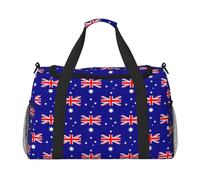 Sac de voyage pliable avec drapeau australien, sac fourre-tout, bagage à main pour les escapades du week-end, pour les voyages spontanés, noir, taille unique, Noir/blanc, One Size