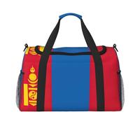 Sac de voyage pliable avec drapeau de la Mongolie - Sac fourre-tout pour les escapades du week-end, les voyages spontanés, noir, taille unique, Noir/blanc, One Size