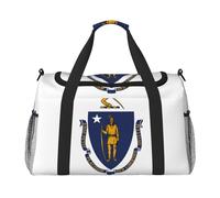 Sac de voyage pliable avec drapeau de l'État du Massachusetts, sac de voyage pour escapade de week-end, sac de voyage spontané, noir, taille unique, taille unique, Noir , Talla única