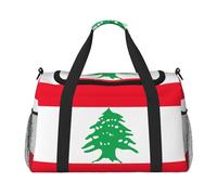 Sac de voyage pliable avec drapeau du Liban, sac de voyage pour escapade de week-end, sac de voyage spontané, noir, taille unique, taille unique, Noir , Talla única