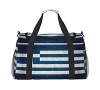 Sac de voyage pliable avec drapeau grec, sac fourre-tout, bagage à main pour les escapades du week-end, pour les voyages spontanés, noir, taille unique, Noir/blanc, One Size