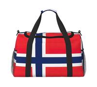 Sac de voyage pliable avec drapeau norvégien, sac fourre-tout, bagage à main pour les escapades du week-end, pour les voyages spontanés, noir, taille unique, Noir/blanc, One Size