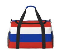 Sac de voyage pliable avec drapeau russe, sac fourre-tout, bagage à main pour escapades de week-end, voyages spontanés, noir, taille unique, Noir/blanc, One Size