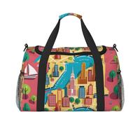 Sac de voyage pliable avec illustration de carte de New York pour homme et femme, sac de voyage pliable et sac fourre-tout spacieux pour le rangement d'articles de toilette, bagages, articles