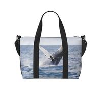 Sac de voyage pliable avec imprimé baleine au-dessus de l'eau de mer pour voyage, travail, gym, etc