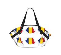 Sac de voyage pliable avec imprimé carte du drapeau de la Roumanie, sac de voyage, matelas de camping pour extérieur, parc, plage