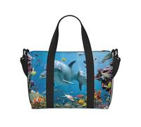 Sac de voyage pliable avec imprimé dauphin sur l'océan qui vous regarde, convient pour le voyage, le travail, la gym, etc