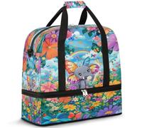 Sac de voyage pliable avec motif éléphant papillon et fleur pour homme et femme, sac fourre-tout de 47 l pour le sport, la gym, le yoga, couleur, 47 L, Organiseur de sac