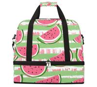 Sac de voyage pliable d'été à rayures pastèque de grande capacité, sac de sport avec compartiment humide et sec, poche à chaussures, sac de voyage léger pour femme et homme