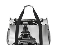 Sac de voyage pliable et léger avec bandoulière Motif Tour Eiffel de Paris Noir