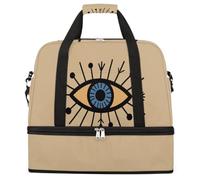Sac de voyage pliable Evil Eye de grande capacité, sac de sport avec compartiment humide et sec, poche à chaussures, sac de voyage léger pour femme et homme