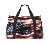 Sac de voyage pliable imperméable léger avec bandoulière Motif drapeau américain pompier