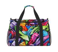 Sac de voyage pliable imperméable léger avec bandoulière Motif graffiti