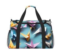 Sac de voyage pliable imperméable léger avec bandoulière Motif grues en papier origami