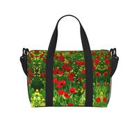 Sac de voyage pliable Motif paysage de ferme et de coquelicot Rouge