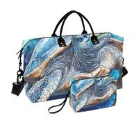 Sac de voyage pliable motif tortue féroce reptile bleu avec sangle réglable pour voyages d'affaires