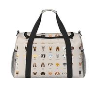 Sac de voyage pliable pour chiens de race de chien, sac fourre-tout, bagage à main pour escapades de week-end, voyages spontanés, noir, taille unique, Noir/blanc, One Size