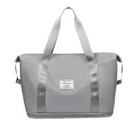 Sac de voyage pliable pour femme - Grand sac à main - Sac de gym - Sac à vêtements - Sac d'entraînement portable - Sac de voyage pour avion, voyage, camping, Gris clair, Voir description, Voir