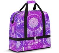 Sac de voyage pliable pour homme et femme - 47 l - Avec manches à roulettes - Sac fourre-tout à bandoulière séparée - Pour sport, gym, voyage, attrape-rêves - Multicolore, couleur, 47 L, Organiseur de