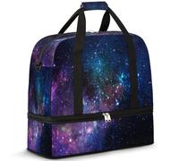 Sac de voyage pliable pour homme et femme - 47 l - Avec manches à roulettes - Sac fourre-tout à bandoulière séparée pour le sport, la gym, les voyages, la galaxie et les étoiles, couleur, 47 L,