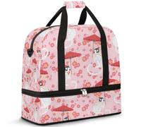 Sac de voyage pliable pour homme et femme - 47 l - Avec manches à roulettes - Sac fourre-tout à bandoulière séparée pour le sport, la gym, les voyages, les fleurs du Japon, couleur, 47 L, Organiseur