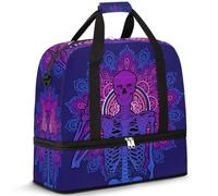 Sac de voyage pliable pour homme et femme - 47 l - Avec manches à roulettes - Sac fourre-tout à bandoulière séparée - Pour le sport, la gym, les voyages, les mandalas, les fleurs, les papillons, la