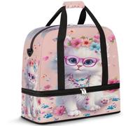 Sac de voyage pliable pour homme et femme - 47 l - Avec manches à roulettes - Sac fourre-tout à bandoulière séparée pour le sport, la gym, les voyages, les fleurs et les pattes de chat, couleur, 47 L,