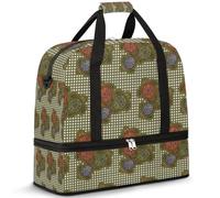 Sac de voyage pliable pour homme et femme - 47 l - Avec manches à roulettes - Sac fourre-tout à bandoulière séparée pour le sport, la gym, les voyages - Tortue de mer vintage, couleur, 47 L,