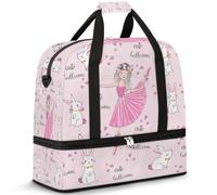 Sac de voyage pliable pour homme et femme, sac de week-end de 47 l avec manches à roulettes, sac fourre-tout à bandoulière séparée pour sport, gym, voyage, lapin mignon, ballet, fille, couleur, 47 L,