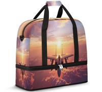 Sac de voyage pliable pour homme et femme, sac de week-end de 47 l avec manches à roulettes, sac fourre-tout à bandoulière séparée pour le sport, la gym, les voyages, le ciel du coucher du soleil,