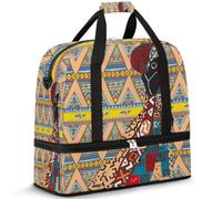 Sac de voyage pliable pour homme et femme, sac de week-end de 47 l avec manches à roulettes, sac fourre-tout à bandoulière séparée pour le sport, la gym, les voyages, motif femme africaine, couleur,
