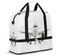 Sac de voyage pliable pour homme et femme, sac de week-end de 47 l avec manches à roulettes, sac fourre-tout à bandoulière séparée pour le sport, la gym, les voyages, motif avion, couleur, 47 L,