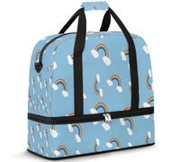 Sac de voyage pliable pour homme et femme, sac de week-end de 47 l avec manches à roulettes, sac fourre-tout à bandoulière séparée pour le sport, la gym, les voyages, l'arc-en-ciel mignon, couleur, 47