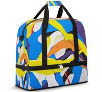 Sac de voyage pliable pour homme et femme, sac de week-end de 47 l avec manches à roulettes, sac fourre-tout à bandoulière séparée pour le sport, la gym, les voyages, la peinture d'art colorée,