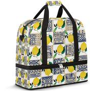Sac de voyage pliable pour homme et femme, sac de week-end de 47 l avec manches à roulettes, sac fourre-tout à bandoulière séparée pour le sport, la gym, les voyages, les hiéroglyphes d'Égypte citron,