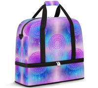 Sac de voyage pliable pour homme et femme, sac de week-end de 47 l, sac fourre-tout à bandoulière séparée pour le sport, la gym, les voyages, attrape-rêves coloré, couleur, 47 L, Organiseur de sac