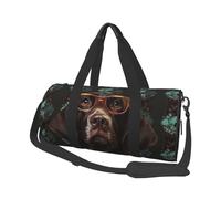Sac de voyage pliable pour le week-end, sac de nuit, pointeur allemand à poils courts dans des lunettes, sac de sport, sac de sport, grande capacité, léger, sacs à main pour homme et femme, noir