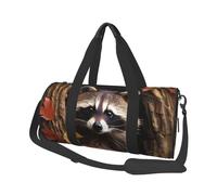 Sac de voyage pliable pour le week-end, sac de nuit raton laveur dans un trou d'arbre d'automne, sac de sport, sac de sport, sac de sport, sac de sport léger pour homme et femme, noir, taille unique