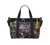Sac de voyage pliable rose gris blanc moderne imprimé à pois, sac de sport, sac de week-end en plein air, sac fourre-tout de voyage, fitness, pauses courtes pour homme et femme, Las Vegas Night View