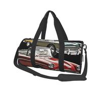 Sac de voyage pliable, sac de week-end, sac de nuit classique en voiture, roadsters à l'ancienne, sac de sport, sac de sport, sac de sport, sac de gym léger pour homme et femme, noir, taille unique