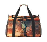 Sac de voyage pliable Statue de la Liberté à New York pour escapades de w nd, voyages spontanés, noir, taille unique, Noir/blanc, One Size
